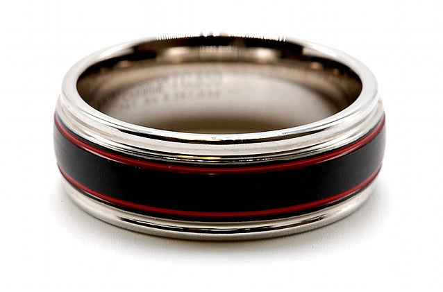 White Tungsten Wedding Band with Inlay