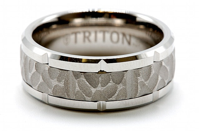 White Tungsten Wedding Band with Inlay