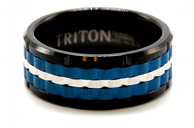 Multi Color Basketweave Tungsten Wedding Band