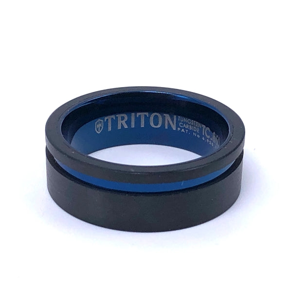 Black and Blue Tungsten Wedding Ring