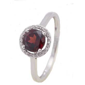 Color Stone Garnet and Diamond Ring-Women
