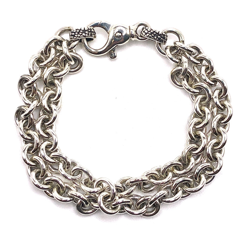 Men's Two Row Sterling Silver Bracelet