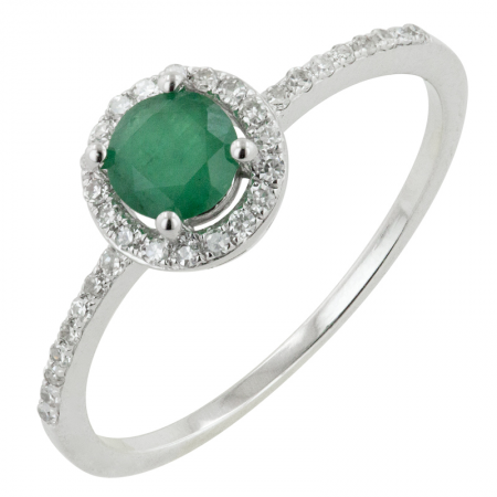 Color Stone Emerald and Diamond Ring-Women