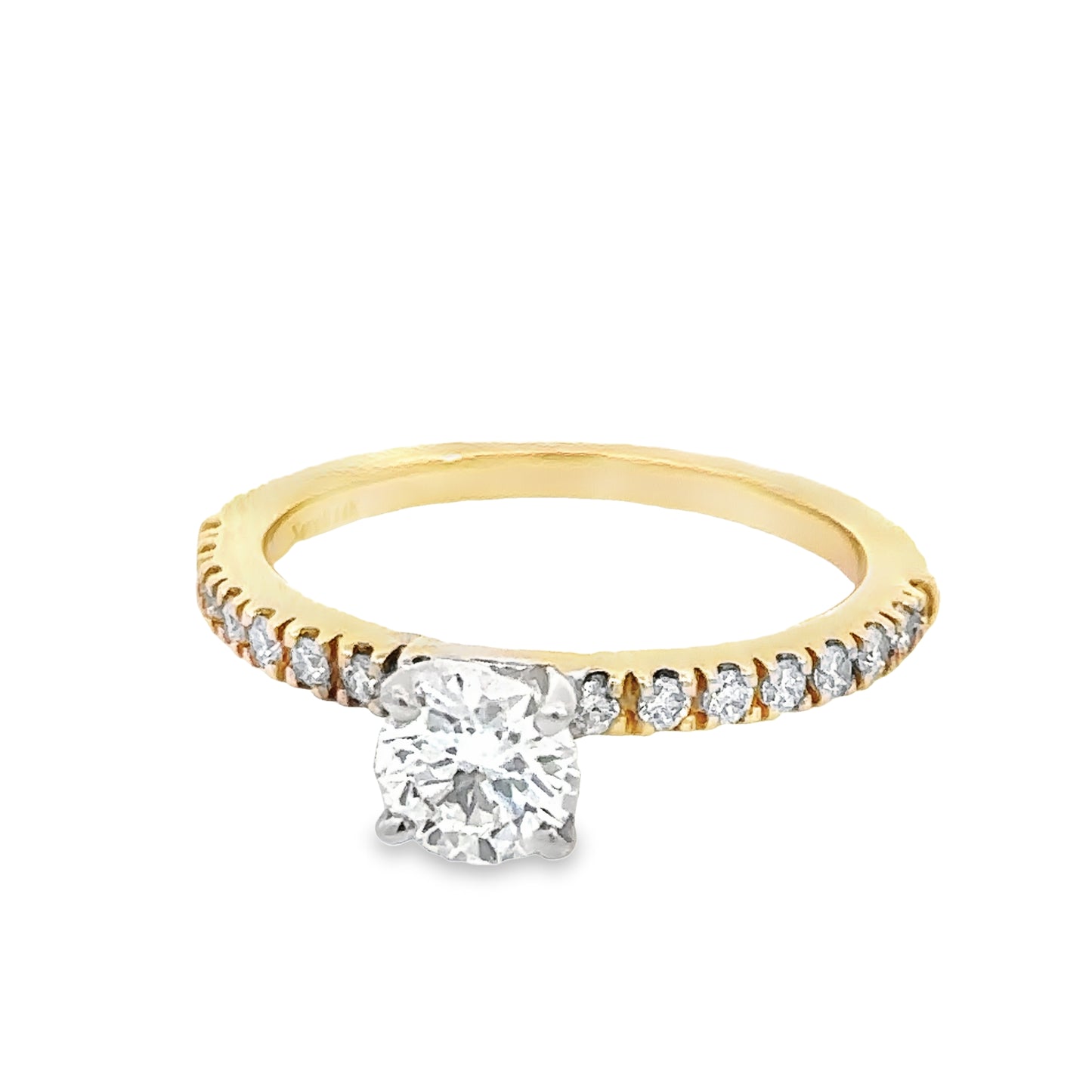 Round Diamond Engagement Ring with Diamond Band
