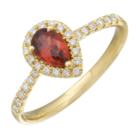 Color Stone Garnet and Diamond Ring-Women