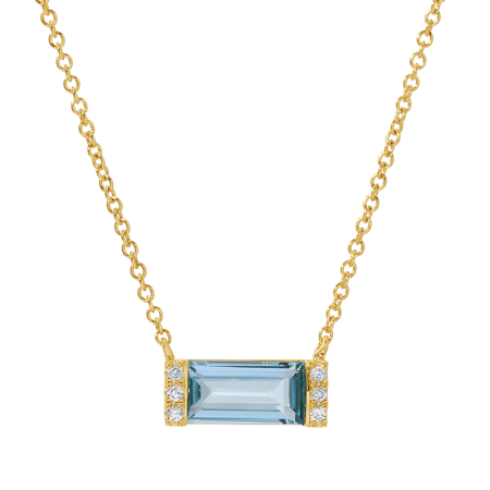 Blue Topaz and Diamond Pendant