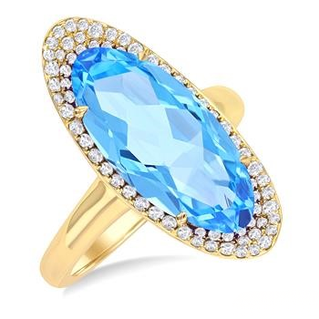 Blue Topaz and Diamond Ring