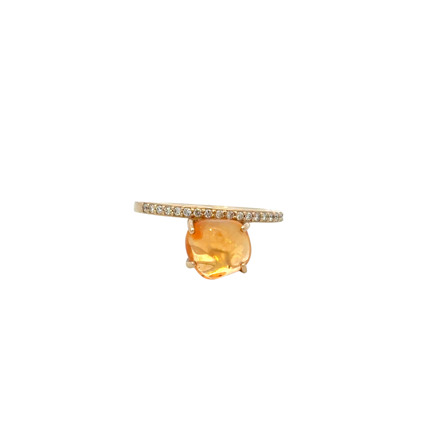 Mexican Fire Opal and Diamond Ring