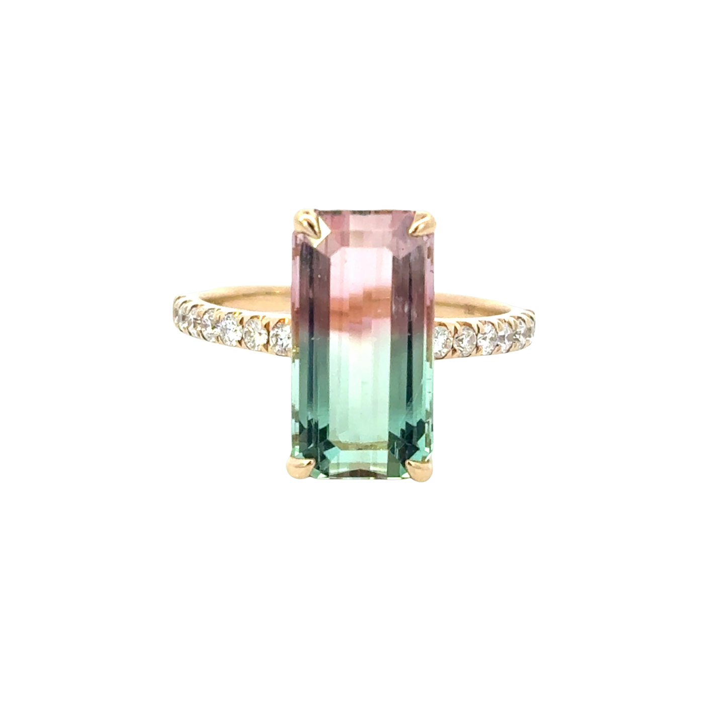 Watermelon Tourmaline and Diamond Ring