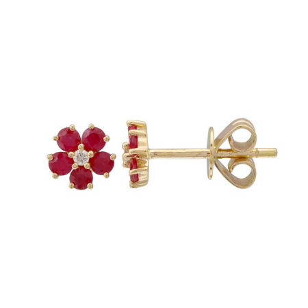 Ruby Flower Studs