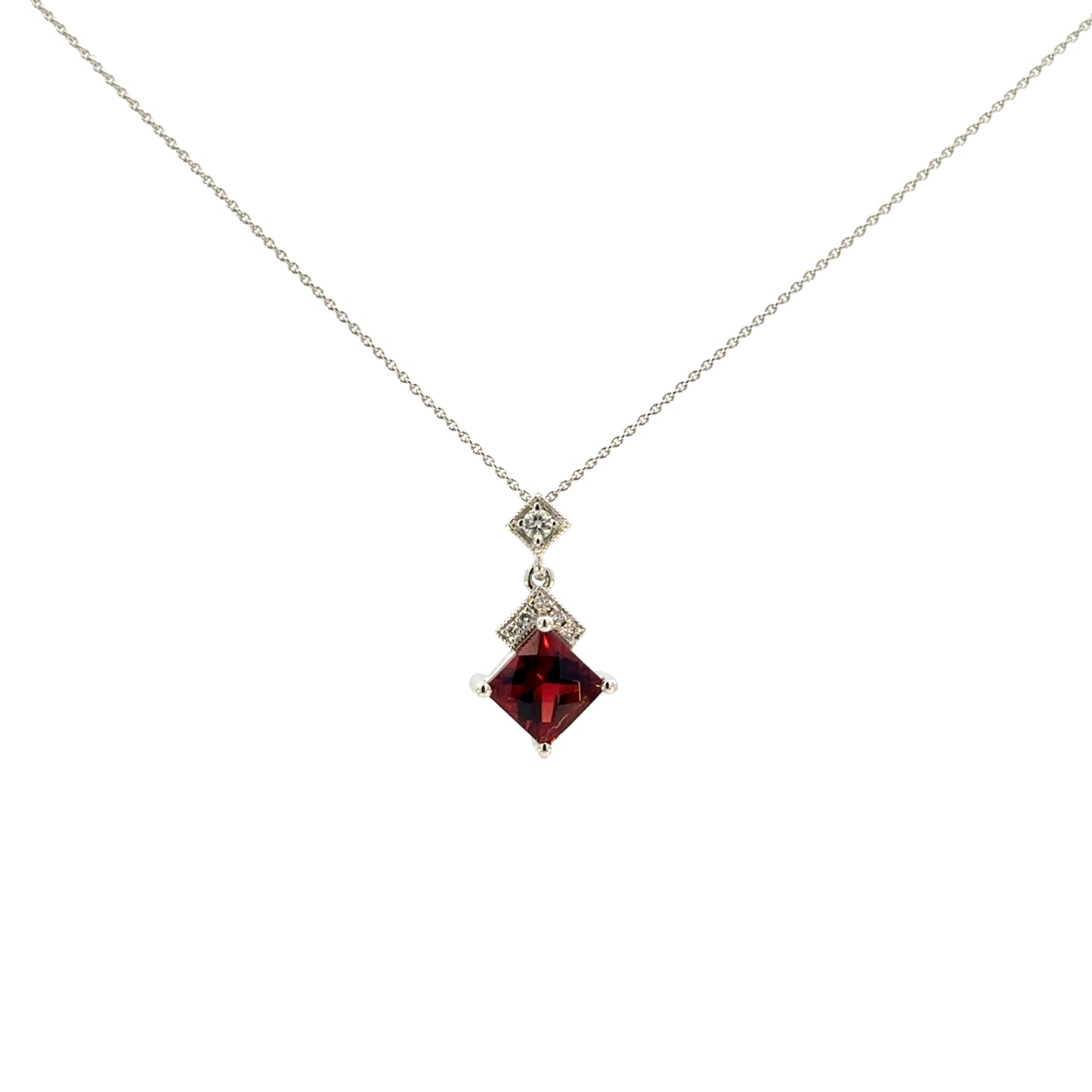 Garnet Princess Cut Prendant