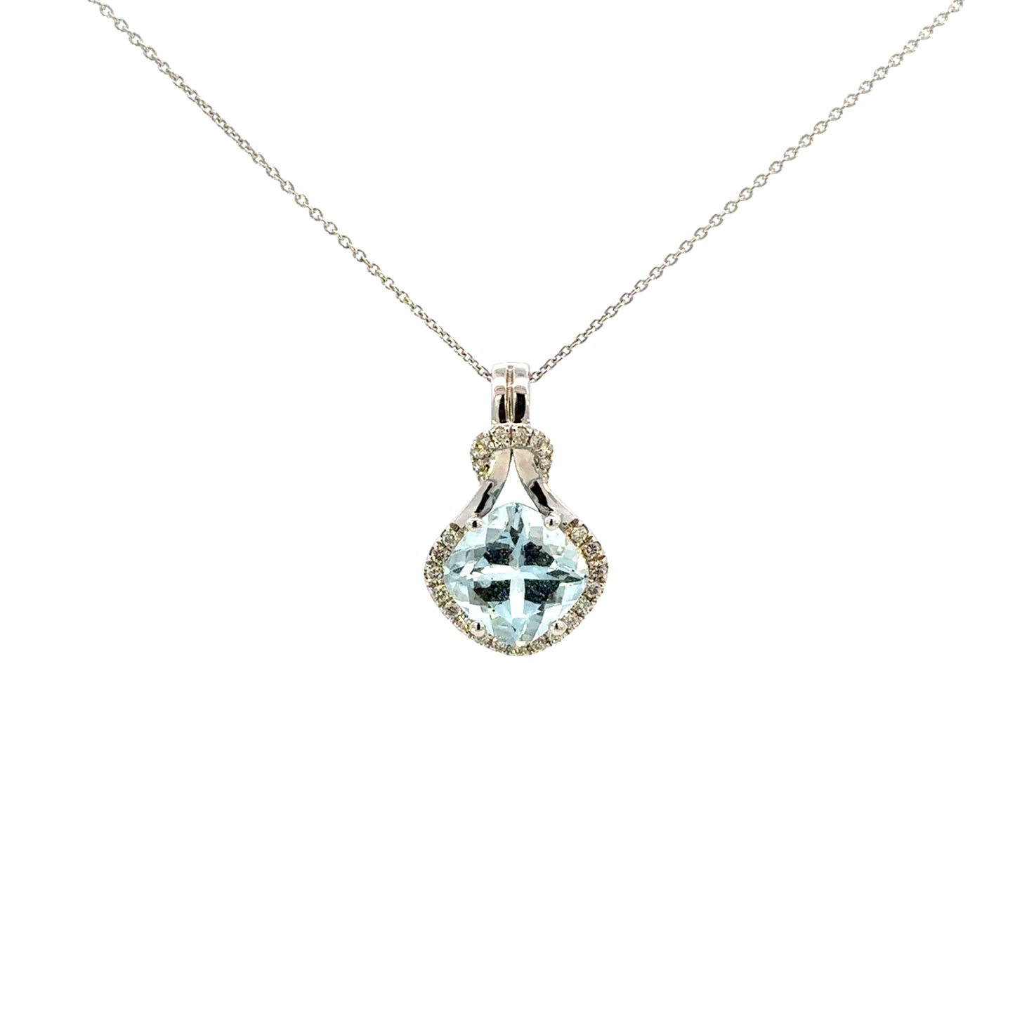 Aqua Cushion Cut Pendant