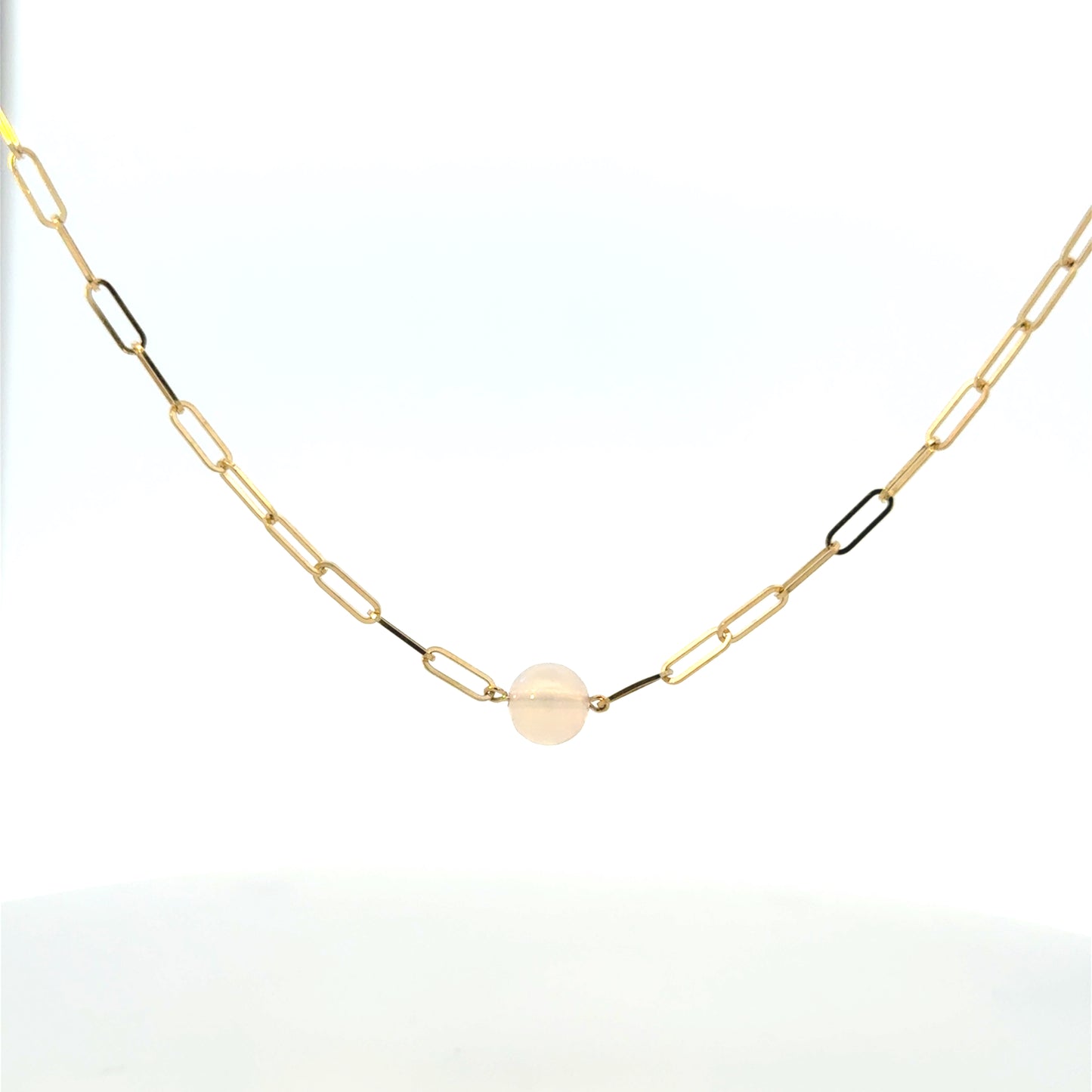 Opal Sphere Paperclip Necklace