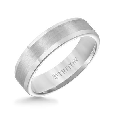 White Satin Tungsten Wedding Ring