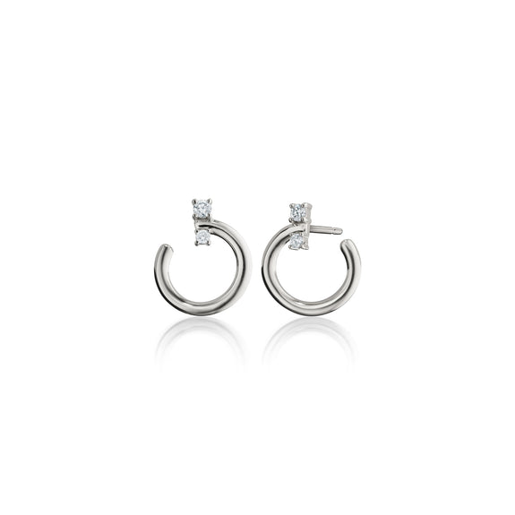 MRK Sterling Silver Small "Galaxy Wrap Hoop" Earring with White Sapphires