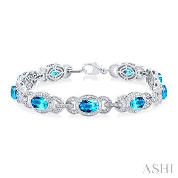 Blue Topaz and Diamond Vintage Style Bracelet