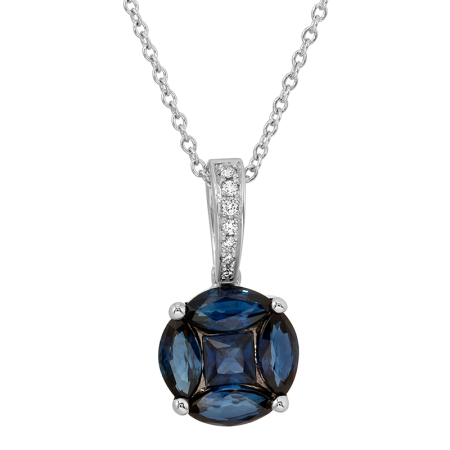 Colored Stone Sapphire and Diamond Pendant