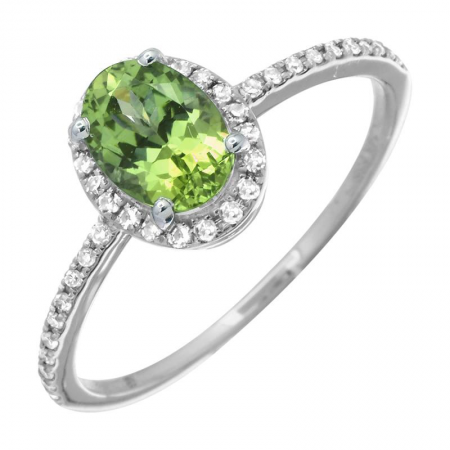 Color Stone Peridot and Diamond Ring-Women