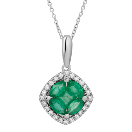 Colored Stone Emerald and Diamond Pendant