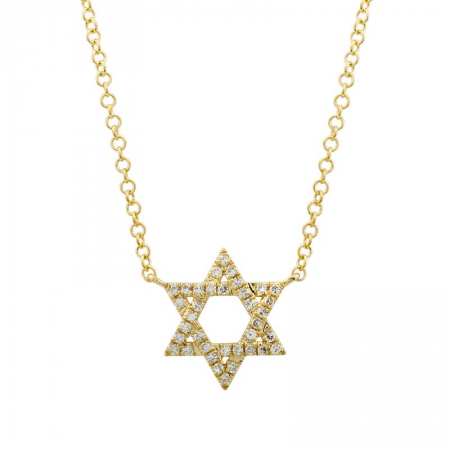 Diamond Star of David Necklace in Yellow Gold