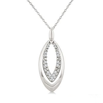 Sterling Silver Diamond Marquise Pendant