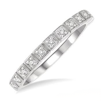 Milgrain and Round Diamond Wedding Band
