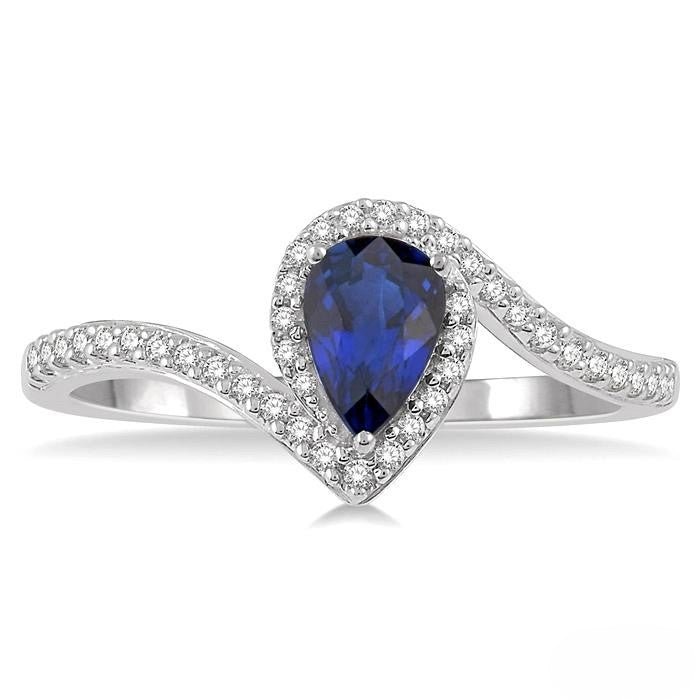Pear Shaped Sapphire and Diamond Ring