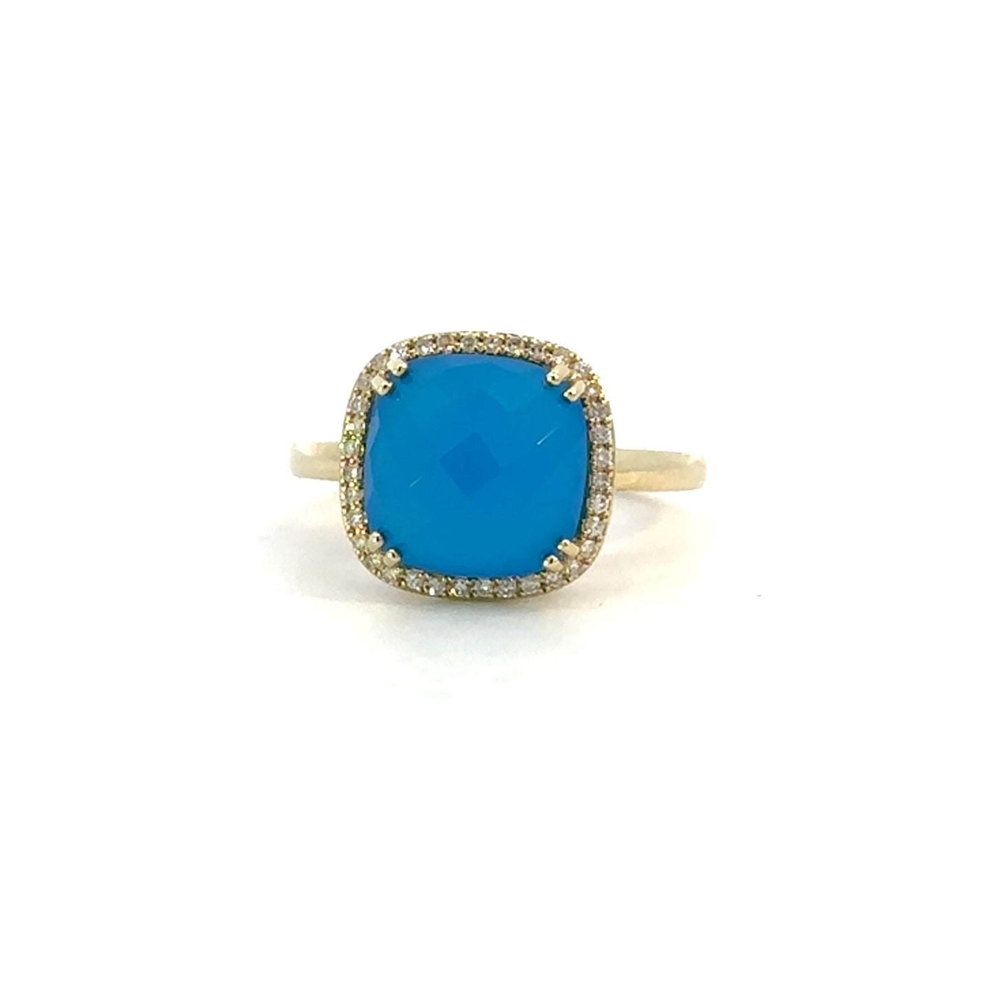 Agate Blue and Diamond Halo Ring