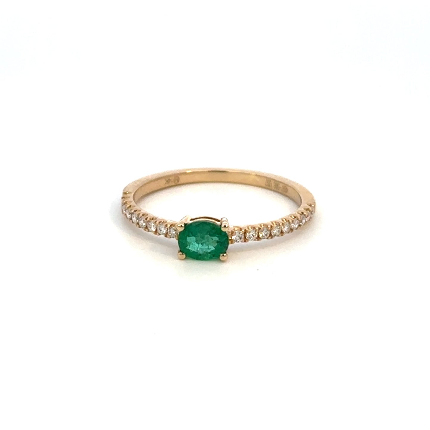 Emerald Oval and Diamond Ring