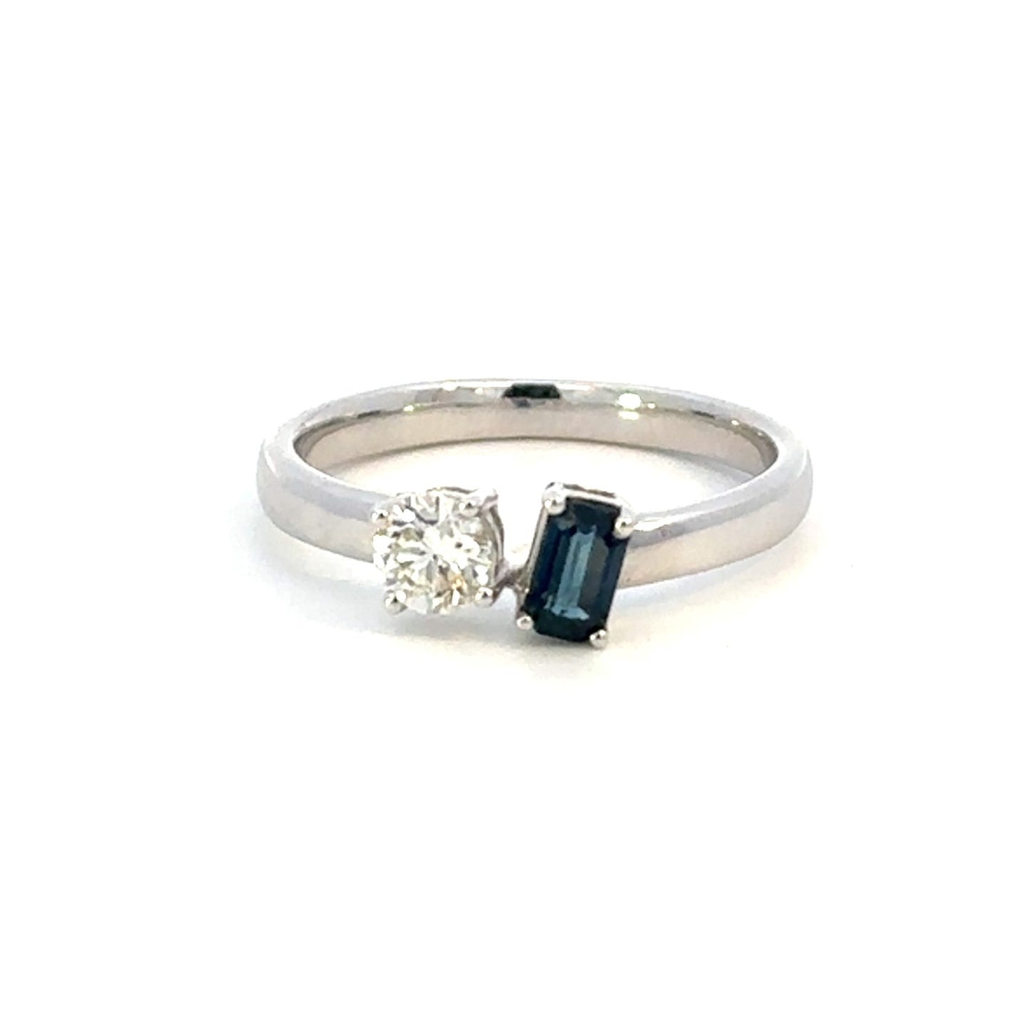Sapphire Emerald Cut and Diamond Ring