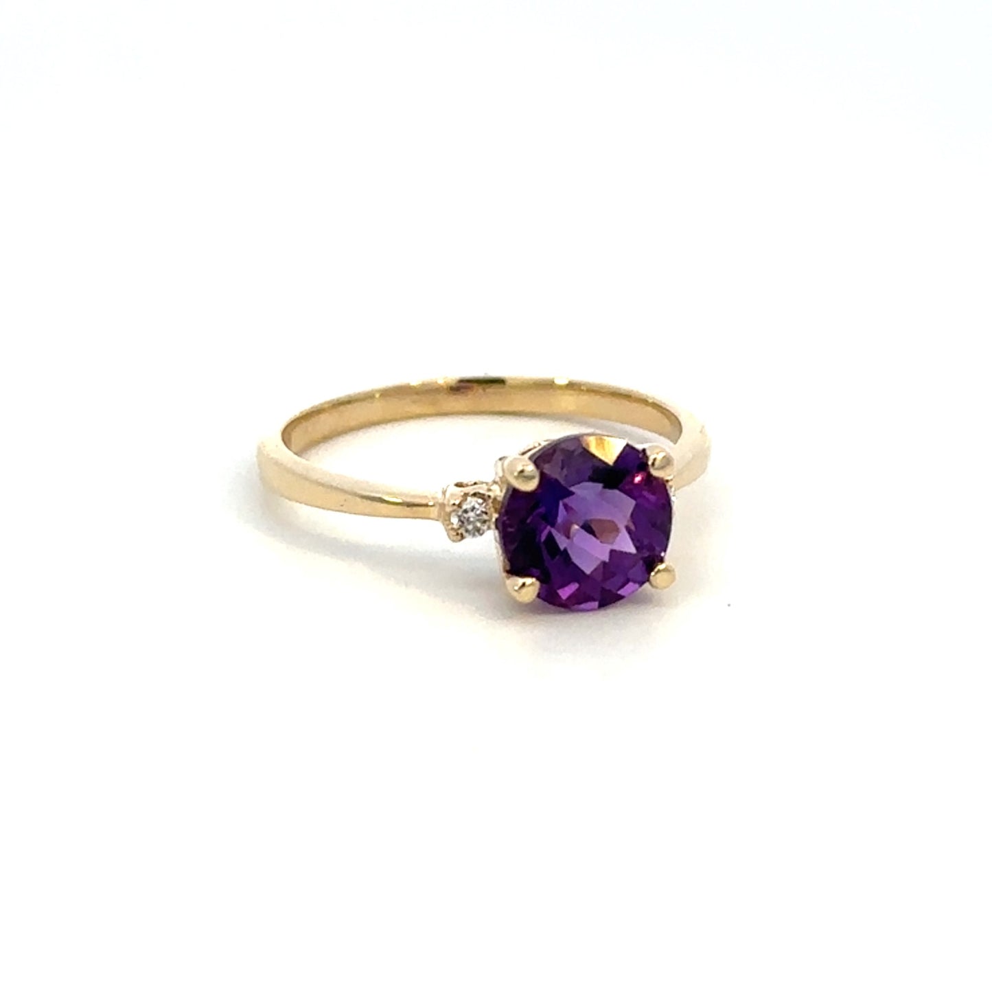 Round Amethyst and Diamond Ring
