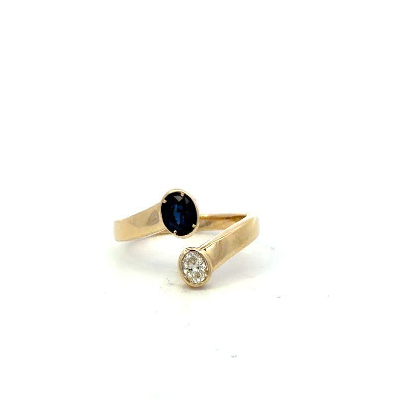 Sapphire and Diamond Bypass Ring