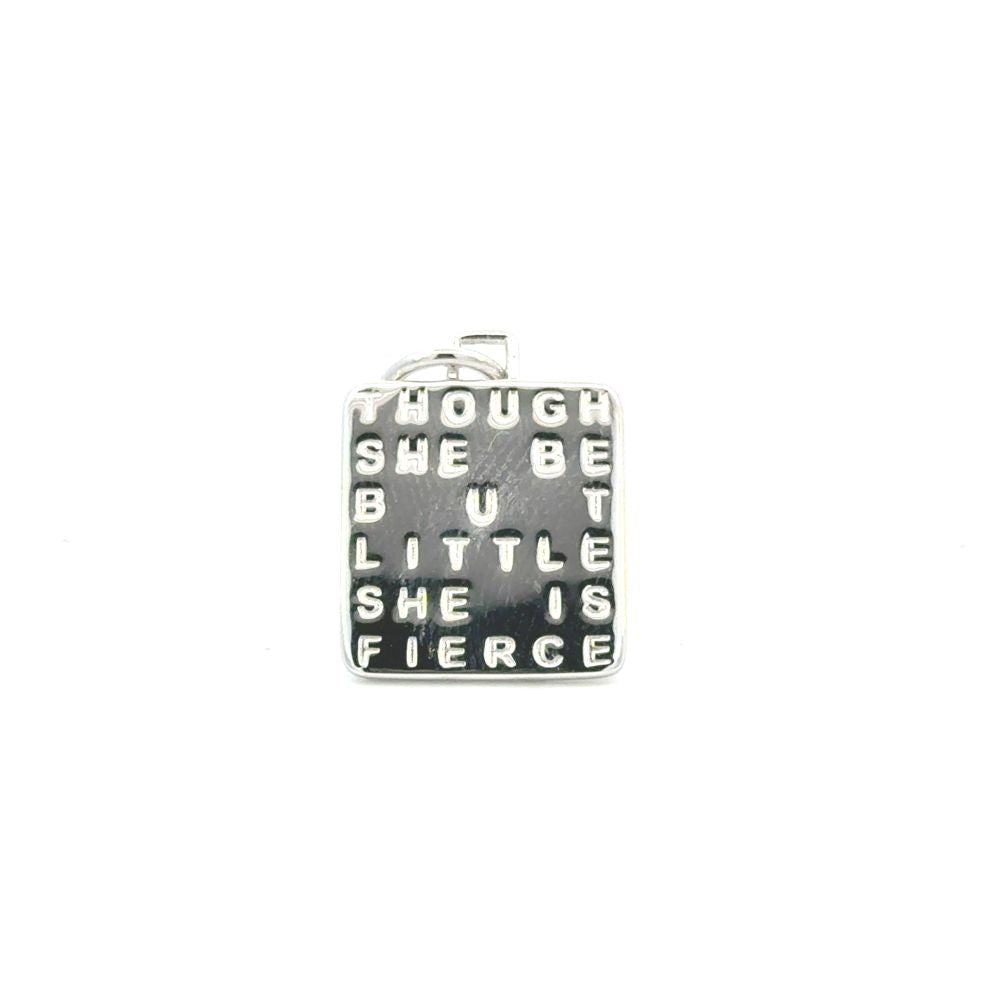 "She is Fierce" Sterling Silver Charm with Sapphire