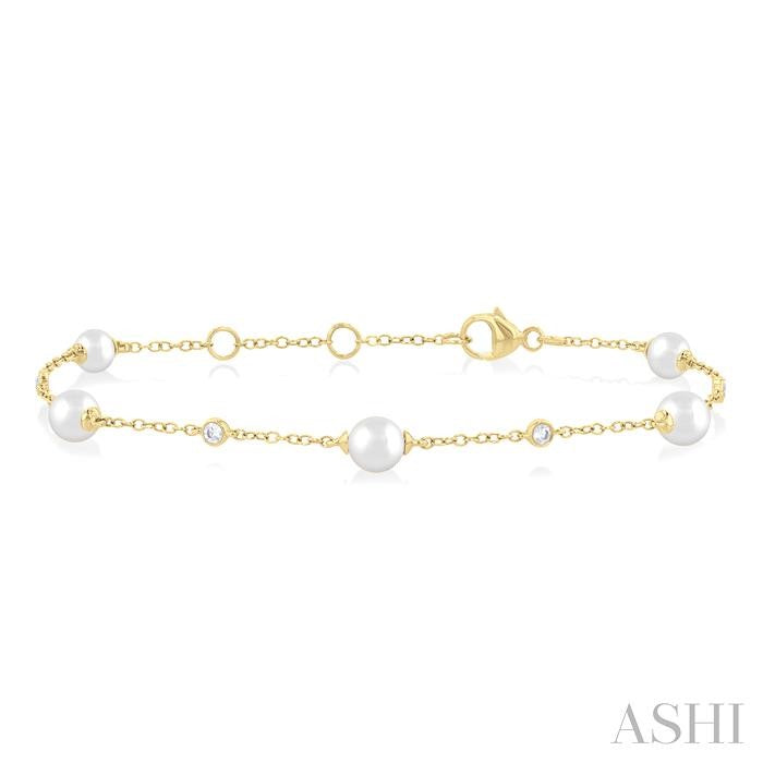 Pearl and Diamond Station Bracelet