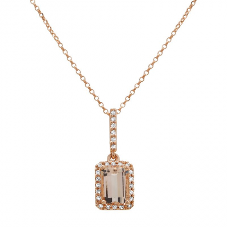 Colored Stone Morganite and Diamond Pendant