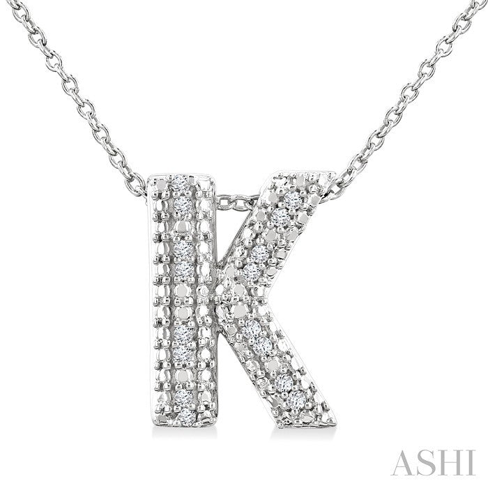 Sterling Silver Diamond 'K' Initial Pendant