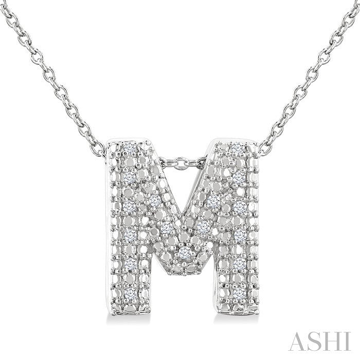 Sterling Silver Diamond 'M' Initial Pendant