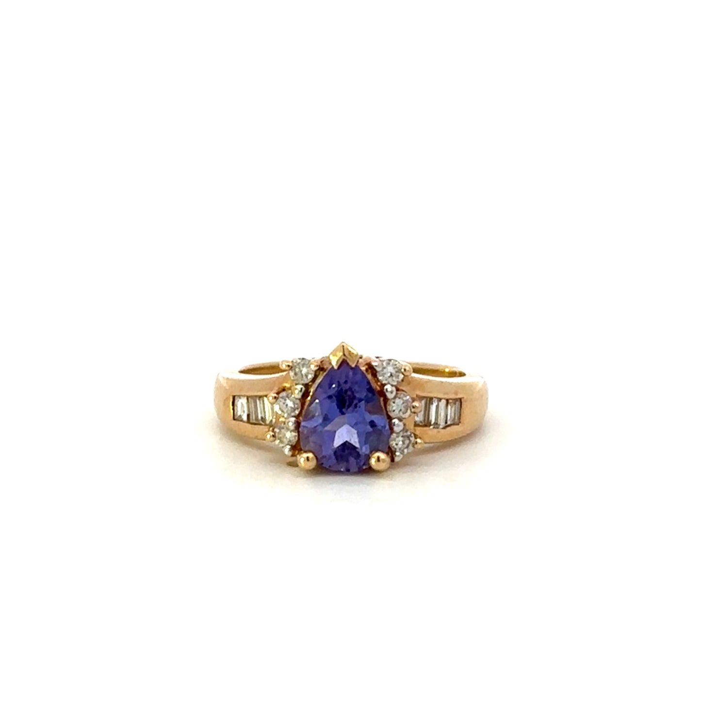 Estate Pear Shaped Tanzanite and Diamond Ring