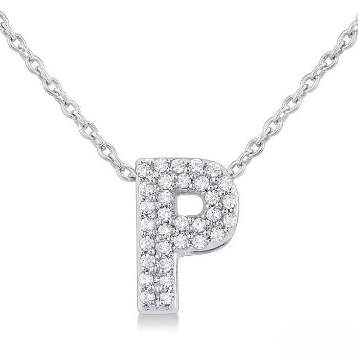 Diamond 'P' Initial Necklace