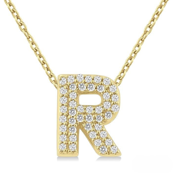 Diamond 'R' Initial Necklace
