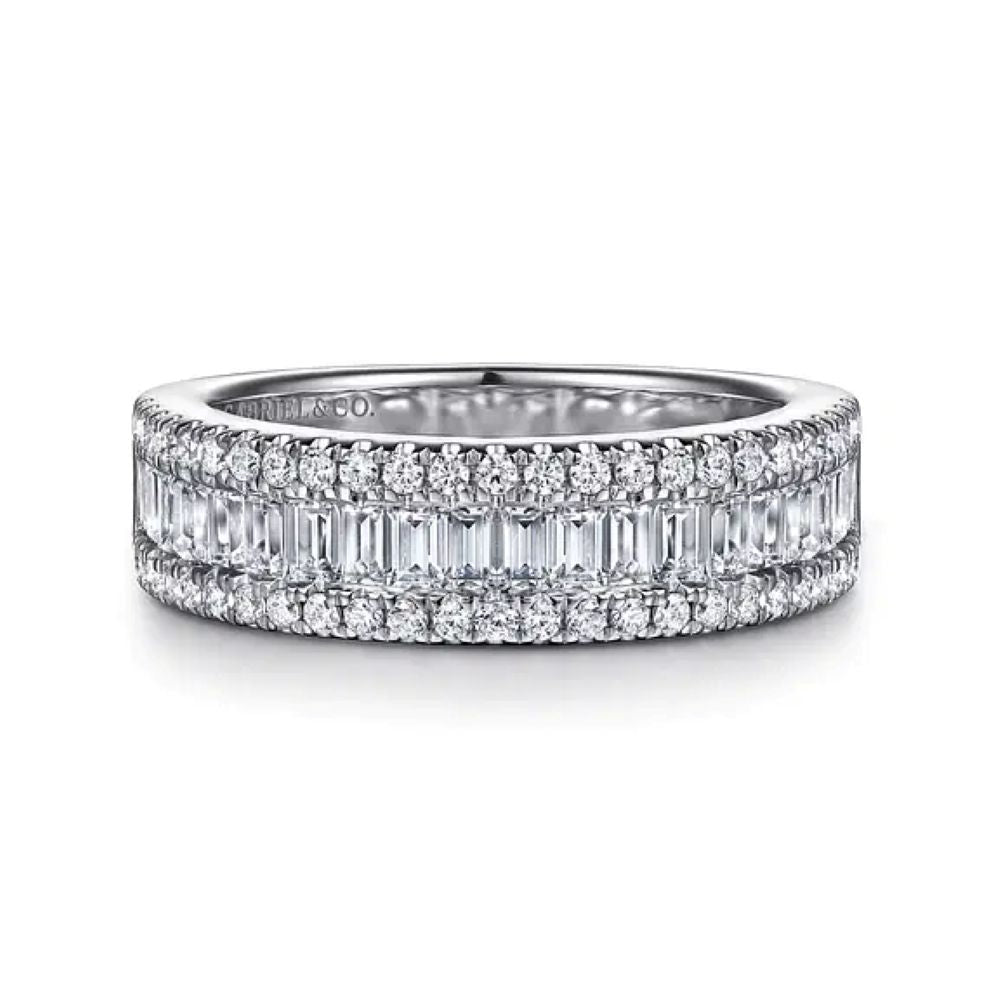Baguette and Round Diamond Anniversary Band
