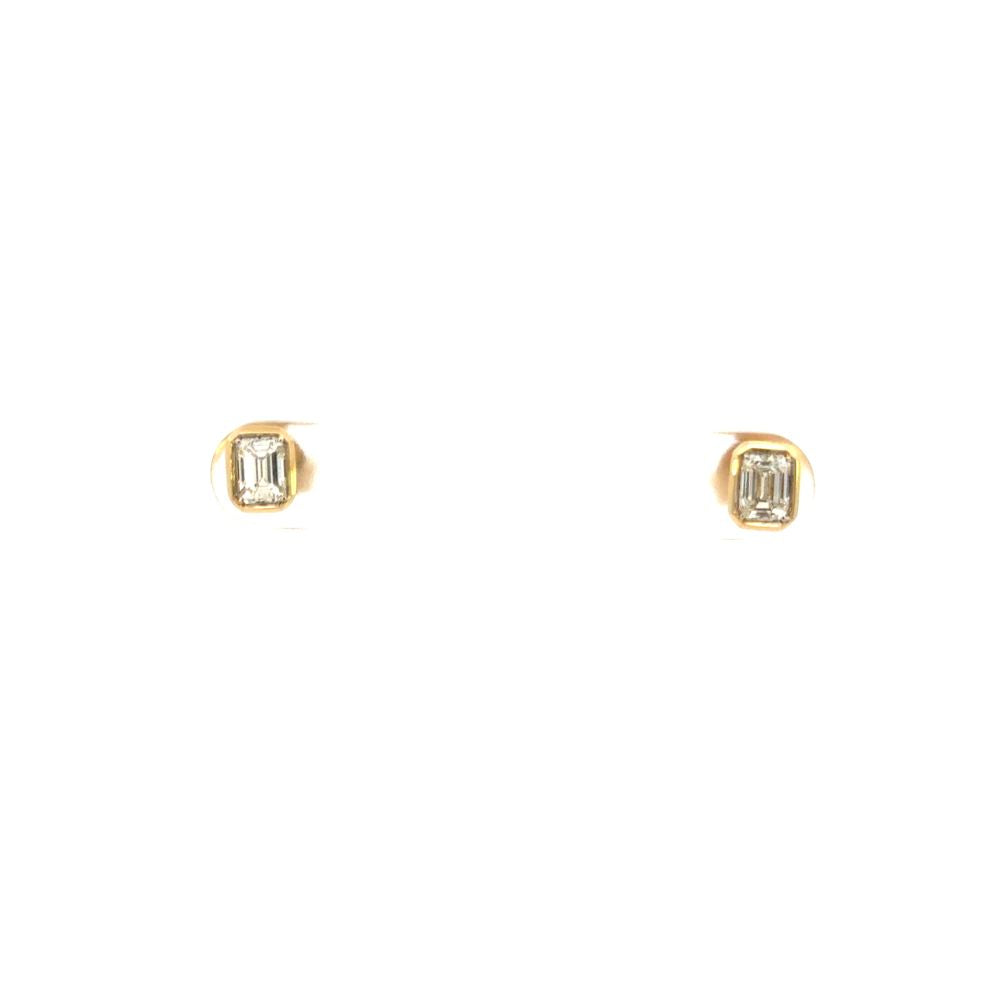 Emerald Bezel Set Diamond Studs