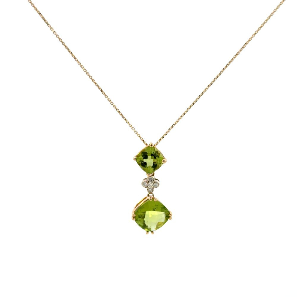 Colored Stone Peridot and Diamond Pendant