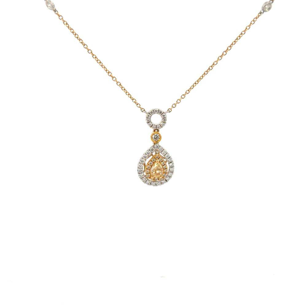 Estate Canary and White Diamond Necklace
