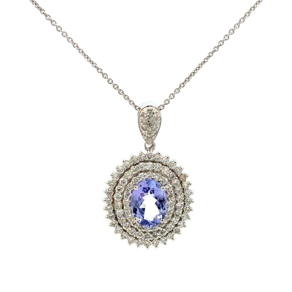 Colored Stone Tanzanite and Diamond Pendant