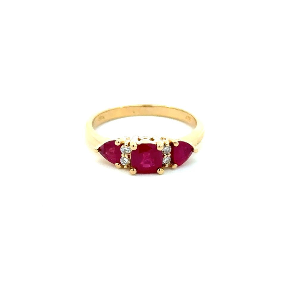 Color Stone Ruby and Diamond Ring-Women