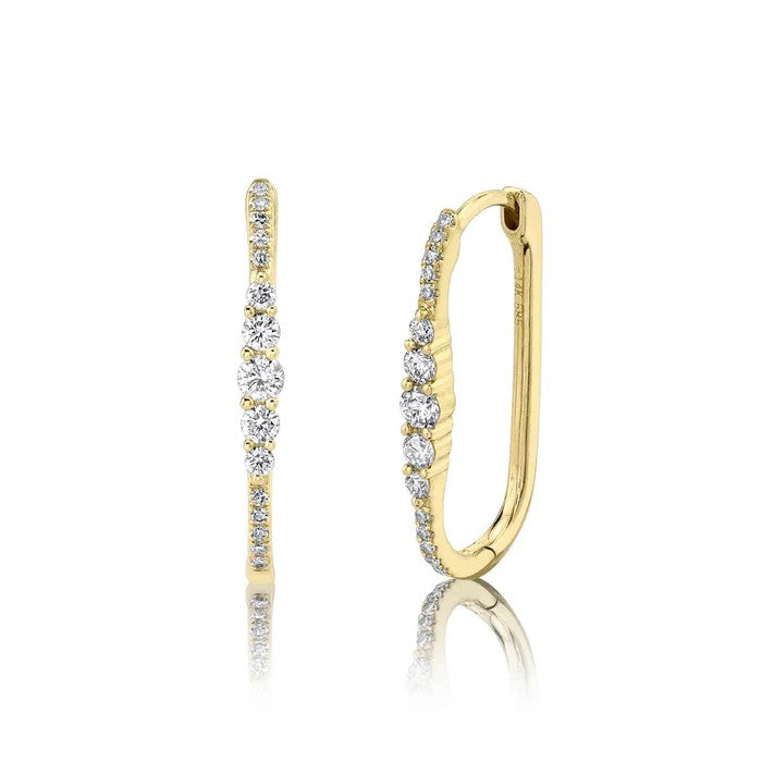 Shy Oval Hoop Diamond Earrings