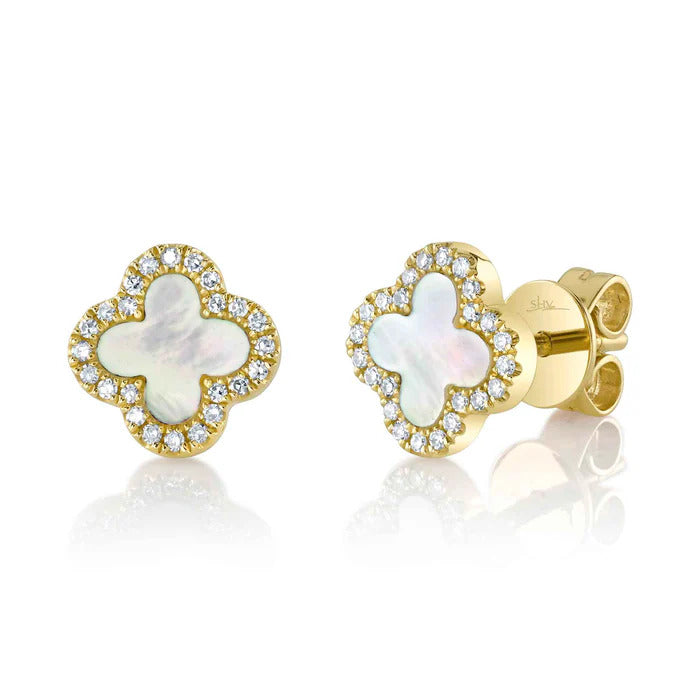 Shy Creation Diamond MOP Clover Earrings