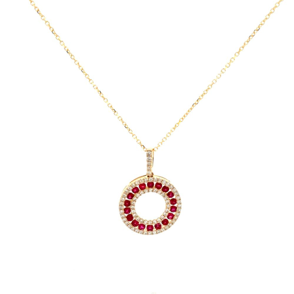 Ruby and Diamond Circle Pendant