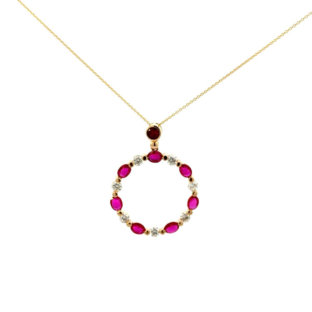 Ruby and Diamond Circle Pendant